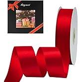 LIUYAXI Red Double Face Satin Ribbon 1" X 50 Yards, Ribbons Perfect for Crafts, Christmas Gift Wrapping, Hair Bow Making and More