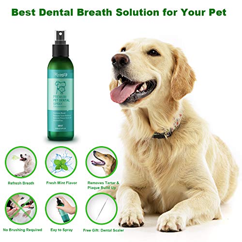 Fancymay Premium Pet Dental Spray (Large - 8Oz) for Dogs and Cats, Eliminate Bad Dog Breath and Bad Cat Breath, Fights Pet Tartar Build Up, Dog Dental Care To Refresh Breath