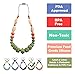 ReignDrop Baby Teething Necklace for Mom, Silicone Baby Teether Necklace for Teething Pain Relief In Babies and Toddlers, Sturdy and Stylish Chewable Necklace for Boys and Girls (Sage,Peach,Ivory)