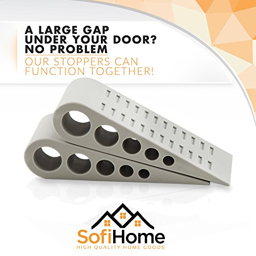 Door Stopper 6 Pack Set [BONUS HOLDERS & EBOOK] - SofiHome Premium Heavy Duty Door Stop Rubber Wedge with Decorative Storage Holder - 1.3" high (perfect for large door gaps) - The Original (6, gray) - Thumbnail 5