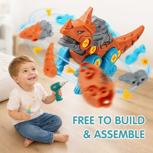 Dreamon Dinosaur Toy Child Boy 3 4 5 7 8 Years Old with Storage Box Electric Drill DIY Construction Puzzle Toy Gift for Boys Girls