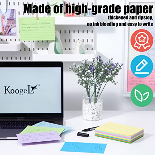 Koogel Ruled Index Cards, A6 Revision Cards Lined 9 Colours Flash Cards 150 x 100mm（6x4