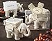 Lucky Elephant Antique Ivory-Finish Tea Light Holder