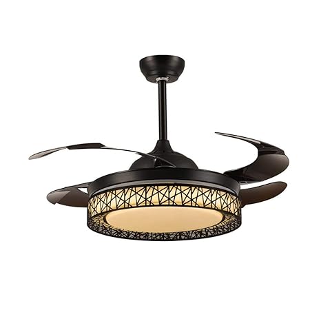 Nicess 42inches Ceiling Fans With Light 4 Retractable Blades Led