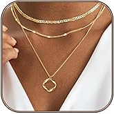Airmb Gold Layered Necklaces for Women 14k Gold Plated Dainty Stackable Choker Necklaces for Women Trendy Layering Chain Cute Pendant Necklace Set Gold Jewelry for Women