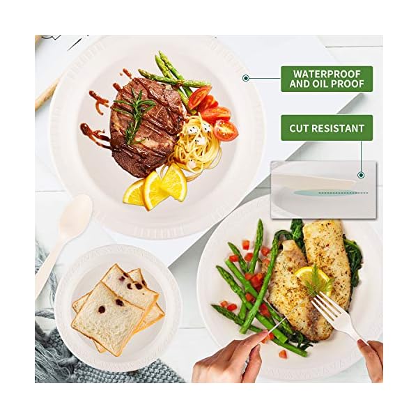 210PCS-Re-usable-Tableware-Set-Cornstarch-Cutlery-Plates-Forks-KnivesSpoons-Included-Eco-Friendly-Cornstarch-Dinnerware-for-Christmas-Party-BBQ-Picnic 210PCS Re-usable Tableware Set, Cornstarch Cutlery Plates, Forks, Knives,Spoons Included, Eco-Friendly Cornstarch Dinnerware for Christmas Party BBQ Picnic