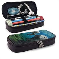 Pgonesex Manatee Baby Leather Cute Pencil Case - High Capacity Pencil Pouch Stationery Organizer Multifunction Cosmetic Makeup Bag, Perfect Holder for Pencils and Pens
