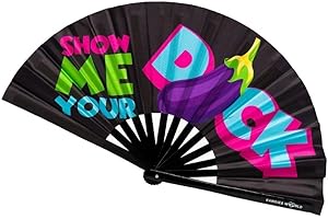 KANDIES WORLD INC Kandies World UV Reactive Custom Festival Folding Hand Fan - Unique Designs, Made of Bamboo, Clacking Sound, Lightweight - Perfect Rave and Festival Accessory!