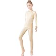 Daydance Nude Kids Girls Base Layers Set Tan Active Undergarments for Dance, Ballet, Gymnastics, Performance in Winter
