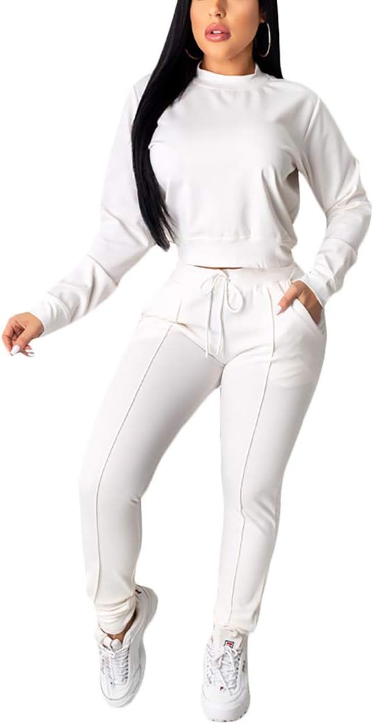 Women’s 2 Piece Outfits - Stripe Patchwork Sweatsuits Long Sleeve Pullover Sweatshirt Skinny Long Pants Tracksuit Set