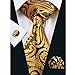 Hi-Tie Gold Woven Silk Necktie Tie Pocket Square Cufflinks set For Men