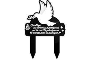 GREATINGREAT Memorial Stakes for Outdoors Yard Grave Markers for Cemetery Cemetery Decorations for Grave Memorial Plaques for Loved Ones Garden Decor Goodbye Are Not Forever Sign Pigeon