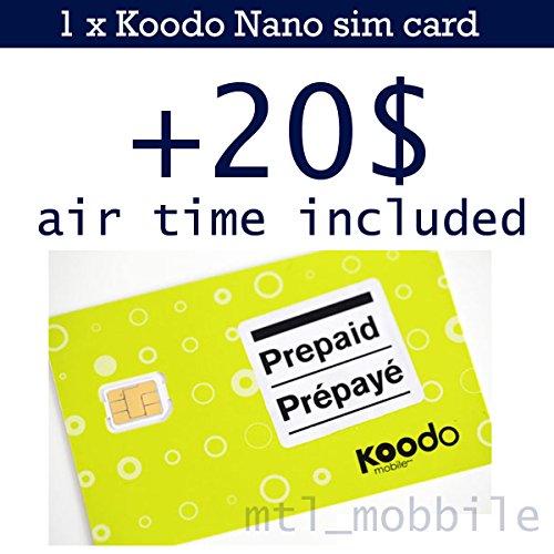 Koodo Mobile Prepaid Nano sim card with 20$ air time (voucher) included