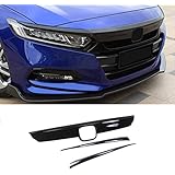 NINTE Grill Covers for 2018-2020 Honda Accord, ABS Gloss Black Front Bumper Hood Grille Cover W/Eyelid Molding Trim