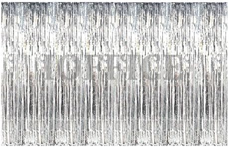 12' X 8' (144" X 96") Metallic Silver Foil Fringe Curtains Door Window Curtain Party Decoration (12' x 8', Silver)
