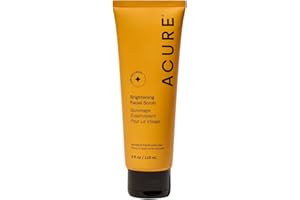 Acure Brightening Facial Scrub - Exfoliating Face Wash, Gentle Daily Scrubber & Exfoliator for Women & Men for Radiant Skin, Cleansing Wash with Sea Kelp & French Green Clay - 4 fl oz
