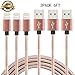 iPhone Cable,Aonsen 3Pack 6FT Nylon Braided Cord 8 Pin to USB Lightning Charger for iPhone 7/SE/5/5s/6/6s/6 Plus,iPad Air/Mini,iPod,Compatible with iOS10(Rose Gold)