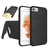 iPhone 7 Case, Teelevo [Card Slot Holder] Dual Layer Advanced Shock Absorption Protective with Card Holder and Kickstand Wallet Case Heavy Duty Bumper for Apple iPhone 7 (2016) - Black