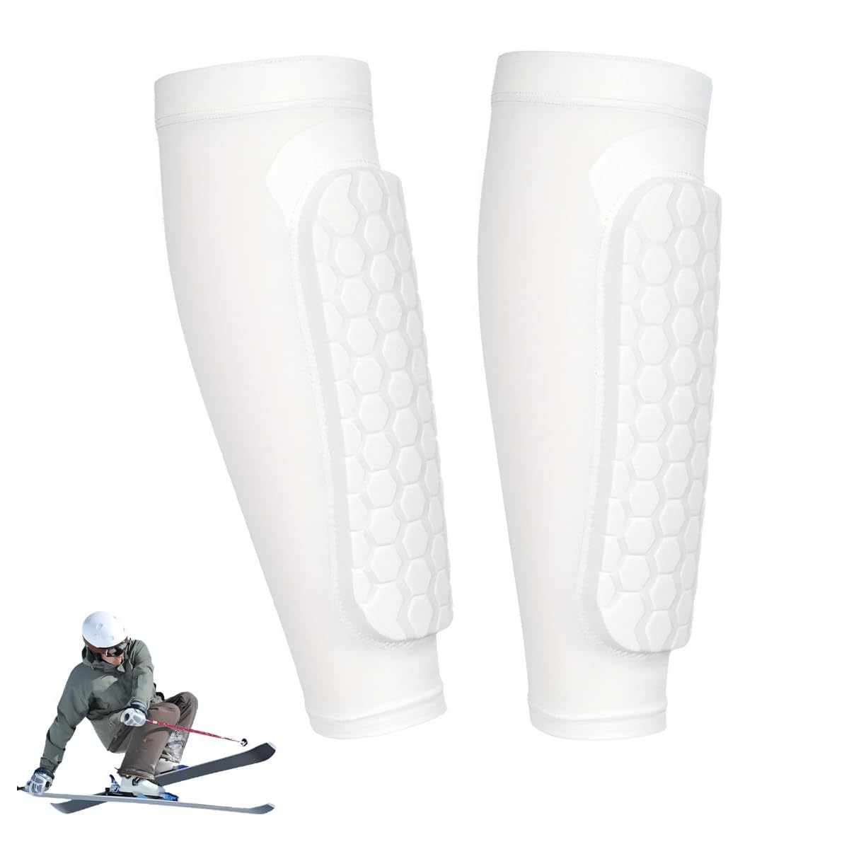 Photo 1 of Soccer Shin Guards Shin Pads for Kids Youth Adult, Calf Compression Sleeve with Honeycomb Pads, Lightweight Calf Protective Gear for Football Soccer (White, Small)