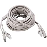 ASHATAEthernet Cable,5M/10M/15M/20M RJ45+DC Ethernet CCTV Cable for IP Cameras NVR System 10Mbps/100Mbps,Networking Cable Cat 5 Cable with RJ45 Port.(15M)