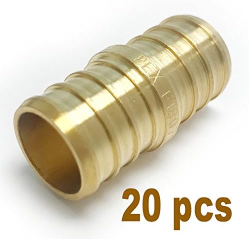 (Pack of 20) EFIELD Pex 3/4 Inch Brass Couplings Crimp Fittings for Pex Piping, ASTM F1807