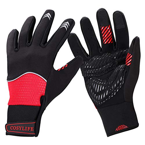 Cosy Life Winter Cycling Gloves, Touch Screen Warm Bike Windproof Gloves for Men Women, Waterproof Bicycle Gloves for Mountain, Running, Outdoor Sports, Work