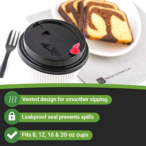 LIDS ONLY 500 Disposable Black BPA Free Coffee Cup Lids With Red Heart