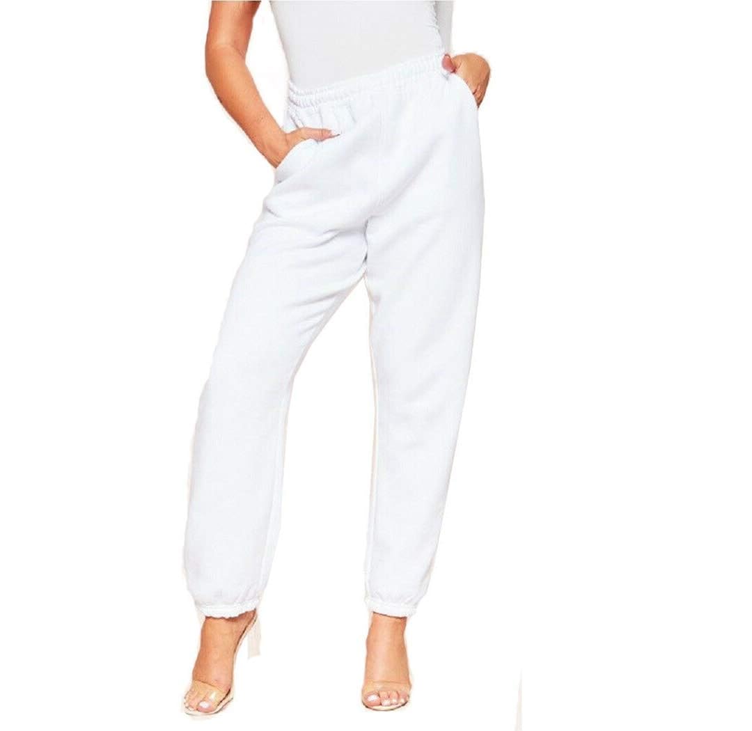 ladies fleece casual oversized jogging joggers cuffed tracksuit bottoms