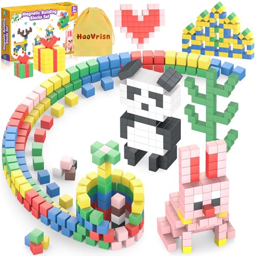 HaoVrisn Magnetic Blocks Construction Children, 108 Magnetic Pieces Children, Magnetic Cube Montessori Toys, Gift & Toys Children 3 4 5 6 7 8 9 Years Old (2.5CM*2.5CM)