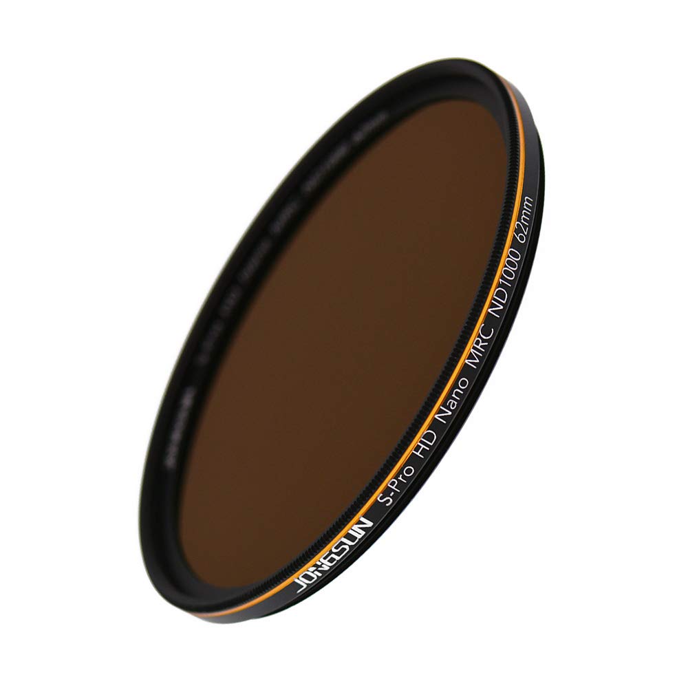 JONGSUN ND1000 62mm ND Filter, S-PRO HD Neutral Density Lens Filter,MRC 18-Layer Nano Multicoated, Schott B270 Optical Glass, ND1000 (3.0) 10-Stop
