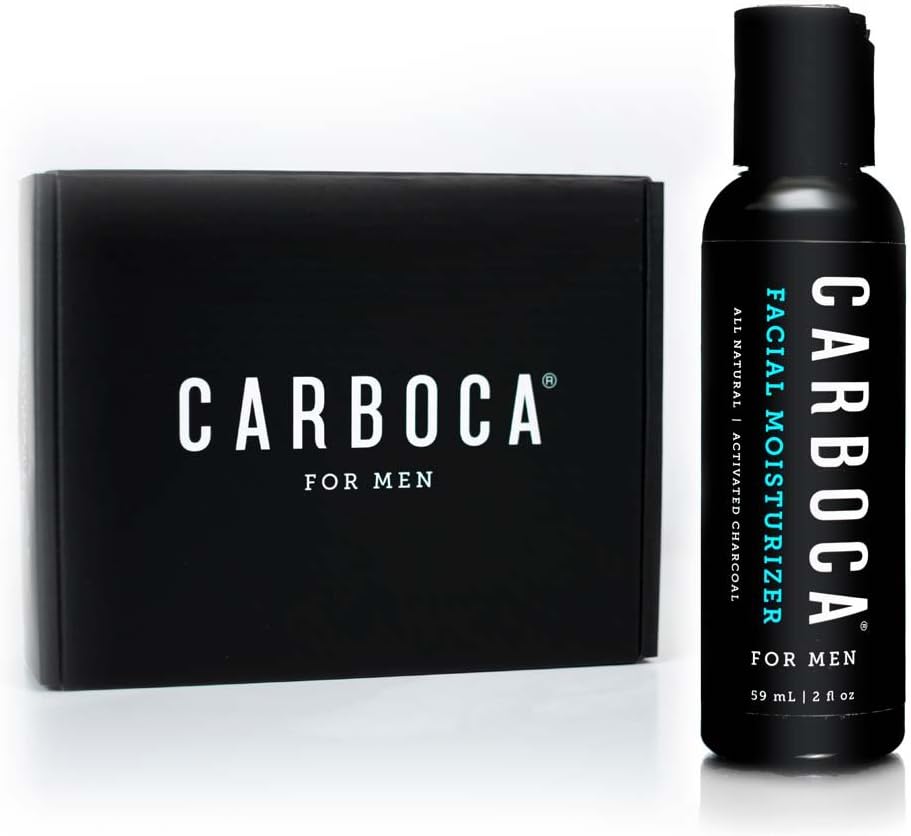 Men's Face Lotion with Activated Charcoal - Fight Bacteria, Moisturize and Protect Your Skin Daily - All Natural Ingredients, Safe for All Skin Types, Aloe Vera, Sunflower Oil - Carboca