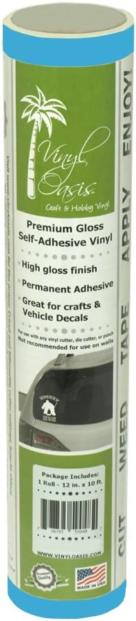 Vinyl Oasis - Gloss Sky Blue - 12 in. x 10 ft. Roll - Premium Self-Adhesive Vinyl for Craft Cutters