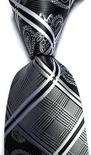 Xiessi Men's Classic Floral Jacquard Woven Microfiber Formal Tie Party Necktie (One Size, Black)