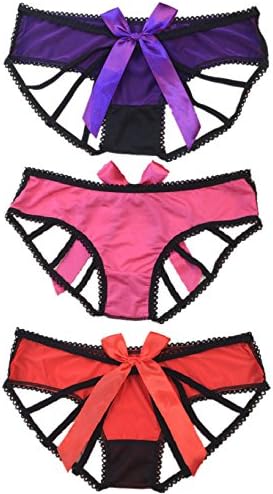 Cage Panties,Open Crotch Cage Tie G-string Light Blue Women's Hollow Out Bow Sexy Panties Light Blue One Size