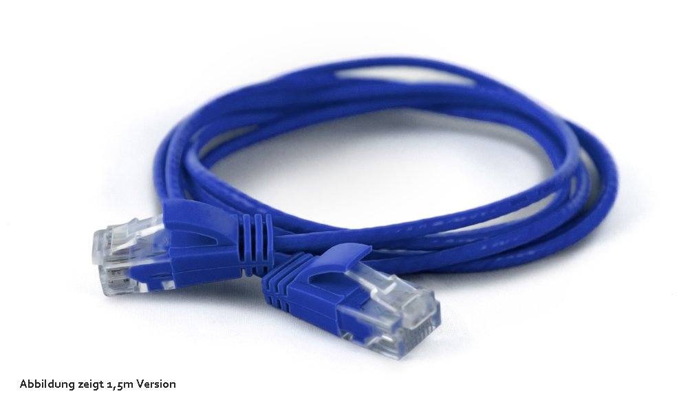 wantecWire Extra Slim CAT.6 UTP Patch Cable 0.1 m Blue