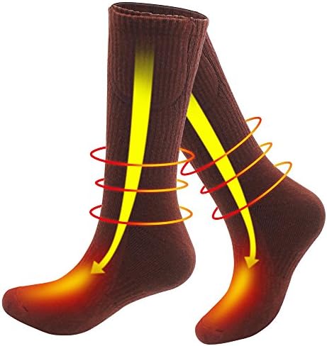 Unisex Heated Socks Kit for Men and Women to Indoor Outdoor Hiking Fishing Relax Winter Warm Brown Socks