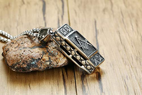 MPRAINBOW Stainless Steel Masonic Harmonica Vintage Musical Instrument Pendant Necklace,Harmonica can Blow - Thumbnail 4