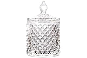 LUCKTE Home Decorative Butterfly Candy Jar Candy Dish Candy Buffet Storage Container Clear Crystal Diamond Faceted Jar with C