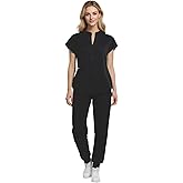 Eipnare Medical Scrubs for Women Set, Stand-up Collar Scrubs Top & Jogger Scrub Pants with 8 Pockets Nurse Uniforms Set