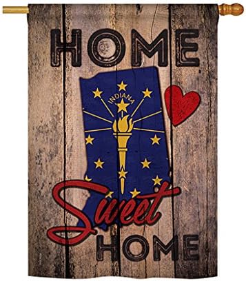 State Indiana Home Sweet Home - Americana States Decoration - 28" x 40" Impressions House Flag by Ornament Collection - US made