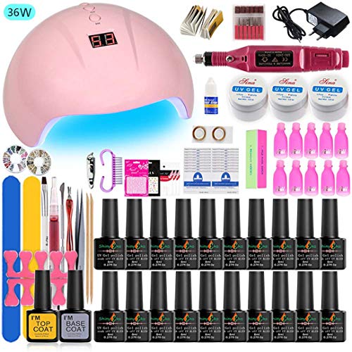 80W/48W/36W 20/10 Color Gel Nail Polish Varnish Acrylic Kit Electric Nail Drill Machine For Manicure Set set 1