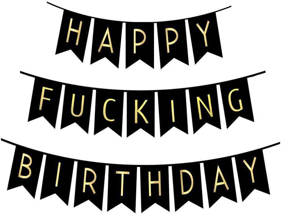 WESEEDOO Birthday Party Decorations Garland Bunting Banner Bunting Decoration Hot Stamping Happy Fucking Birthday Letter Squid Tail Flag Banner Decoration Party Arrangement