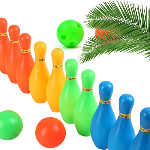 Kids Bowling Play Set, Plastic Ball Toy Gifts, Educational, Early Development, Sport, Indoor Toys, 10 Pins and 2 Balls for Ages 2, 3, 4, 5 Year Olds Children, Toddlers, Boys, Girls (M - 5.5INCH)