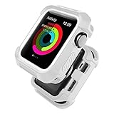 UMTELE Rugged Apple Watch Case 42mm, Shock Proof Bumper Cover Scratch Resistant Protective Case for Apple Series 3, Series 2, Series 1, Grey/White