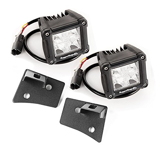 Rugged Ridge 11027.20 Windshield Bracket LED Kit (Textured Dual Cube 07-up Jeep Wrangler JK)