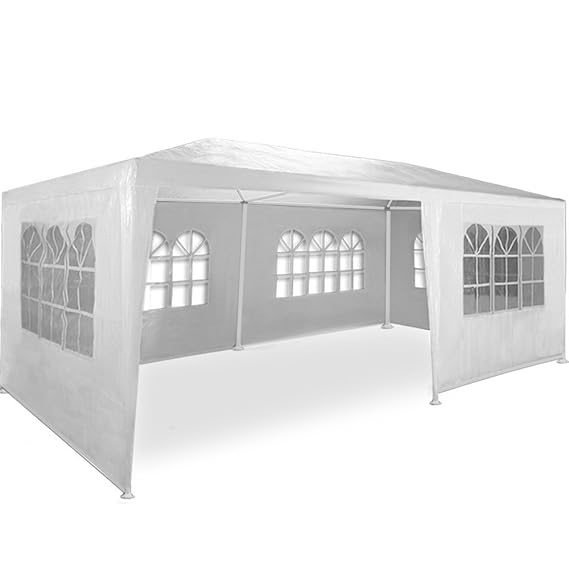 MAXX® 3x6m Partyzelt Gartenzelt Garten Pavillon Bierzelt Festzelt mit 6 Seitenteilen (Weiß)