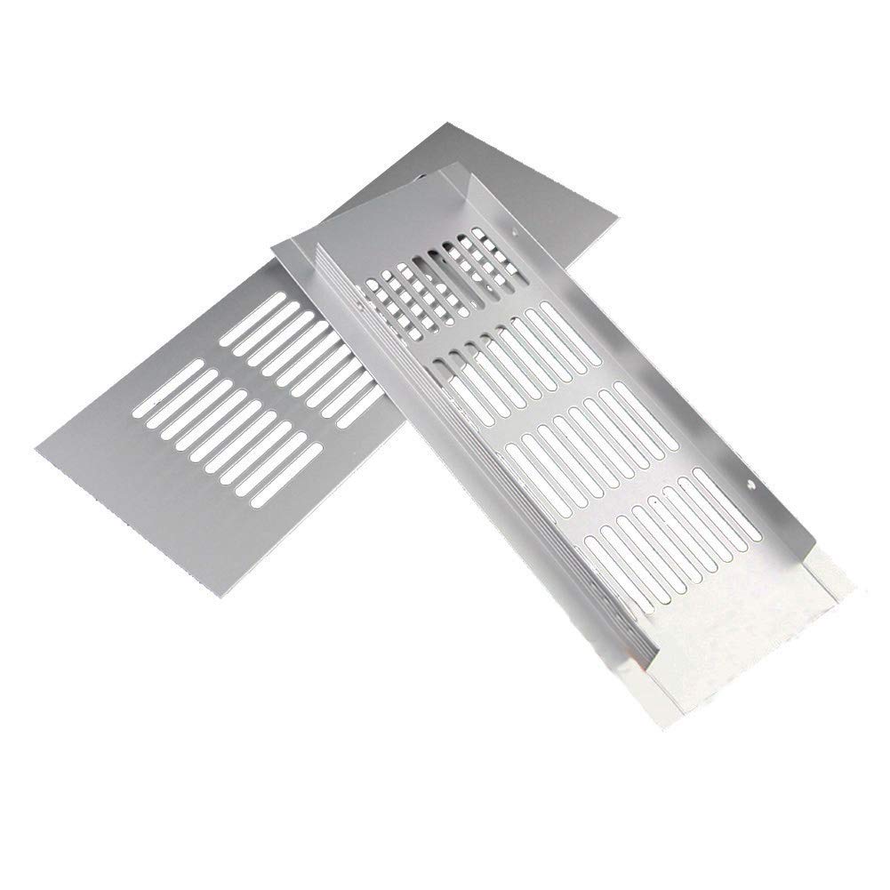 Air Vent Grille, zosenda 2 Pcs Metal Ventilation Cover Heat Vent Grill Door Vent for Wardrobe Shoe Cabinet Sink Kitchen Worktop Bathroom (80 x 200 mm)