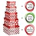 Christmas Nesting Gift Boxes Red and White Box With Glitter & Ribbon For Xmas Gifts and Holiday Party Decor Set of 10 Assorted Sizes of Extra Small, Small, Medium, Large and X-Large