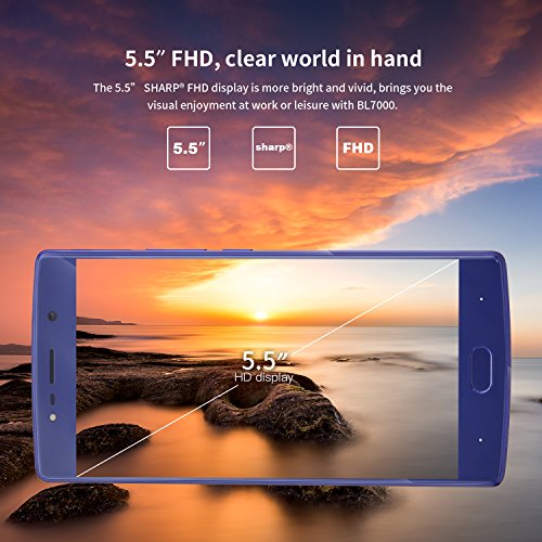 Moviles Libres Baratos, DOOGEE BL7000 Smartphone Libre - 5.5 Pantalla HD IPS - MT6750T Octa-Core - 4GB RAM + 64GB ROM - Triple 13.0MP - Batería de 7060mAh (Azul)
