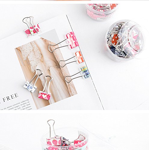 Pack of 24 Cute Lovely Spring-Loaded File Organizer Paper Holder Metal Binder Clips, Assorted Color (Large) - Thumbnail 2